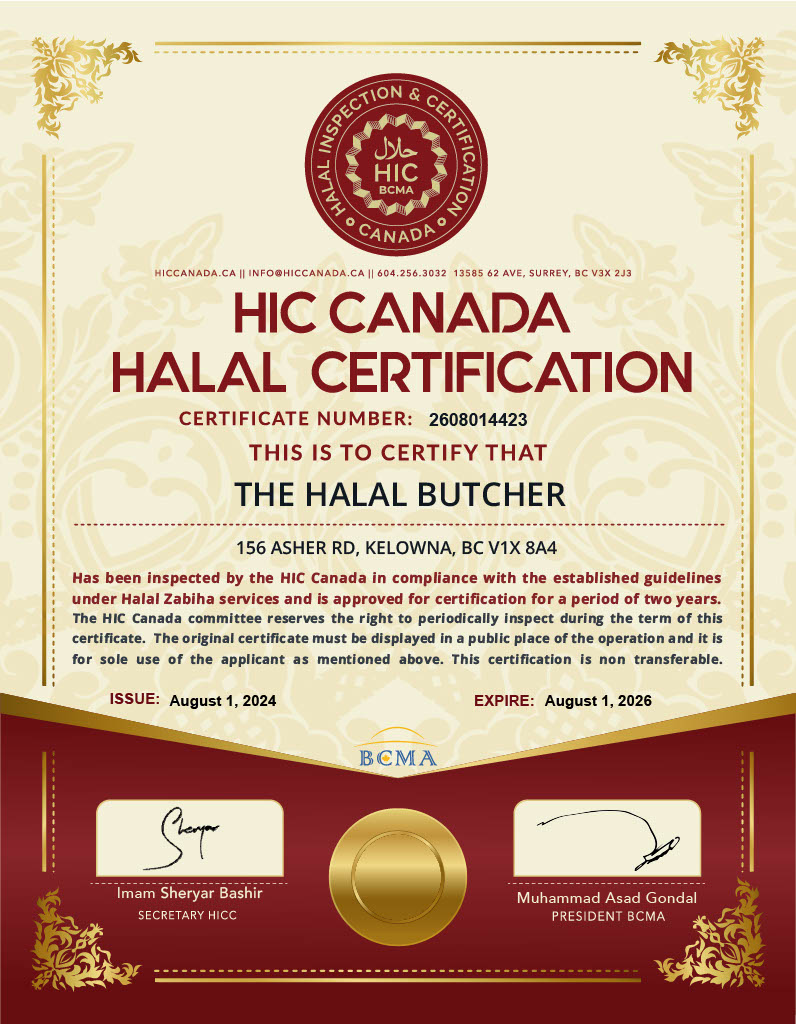 HIC Canada Halal Certification — The Halal Butcher